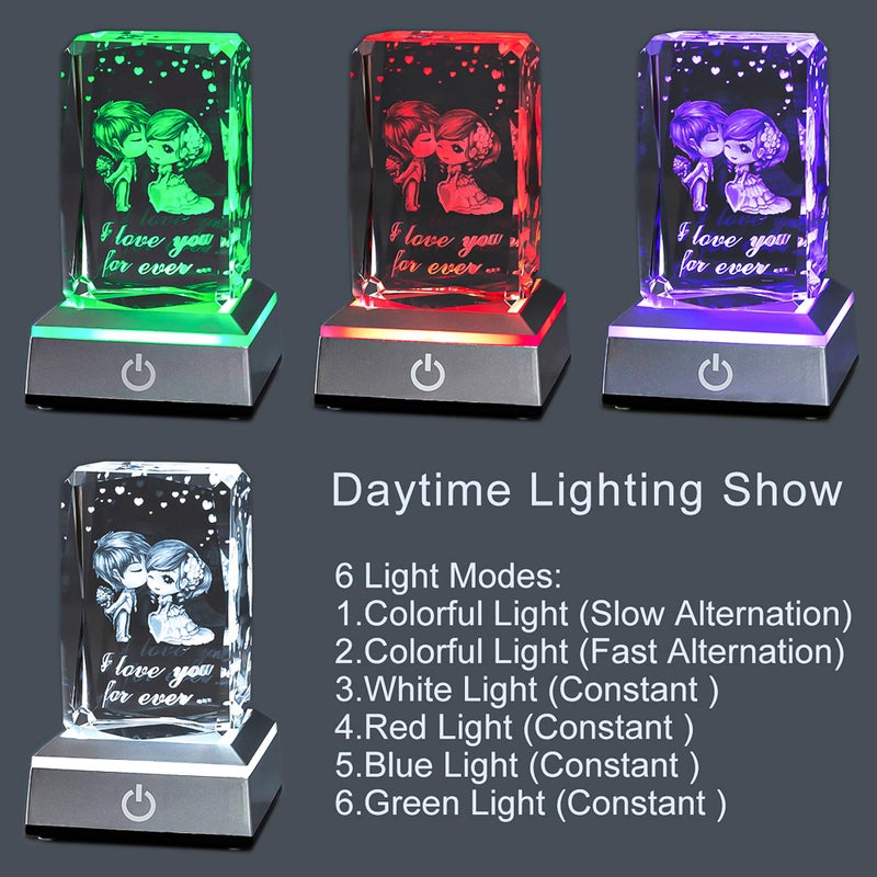 hochance 3D Crystal Sweetheart,Christmas Gifts for Wife Girlfriend Mother Her,Sweet Valentine's Day Anniversary Birthday Mother's Day Xmas Vday Presents,LED Multicolor Display Night Lights - Image 5